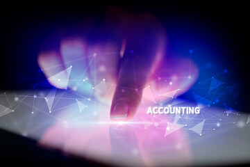 Finger touching tablet with ACCOUNTING inscription, business concept