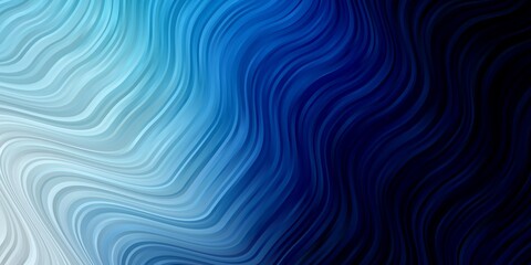 Dark BLUE vector background with curved lines. Colorful geometric sample with gradient curves.  Best design for your posters, banners.
