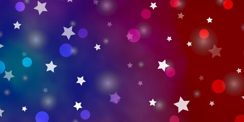 Light Blue, Yellow vector texture with circles, stars. Abstract illustration with colorful spots, stars. Texture for window blinds, curtains.