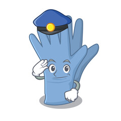 Police officer cartoon drawing of medical gloves wearing a blue hat
