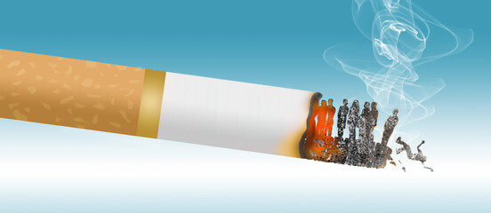 Second hand smoke is the topic of this illustration with smoke roiling out of cigars with an area for text included.