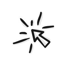 click cursor arrow sketch doodle concept. hand drawn icon style
