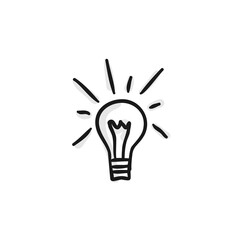 bright lined light bulb doodle hand drawn style concept for idea, creative thinking, innovation, business strategy, planning. conceptual vector illustration