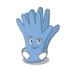 A cute arrogant caricature design of medical gloves having confident gesture