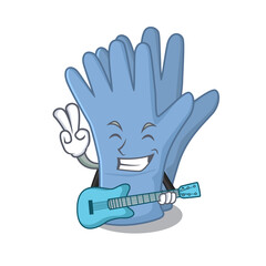 brilliant musician of medical gloves cartoon design playing music with a guitar