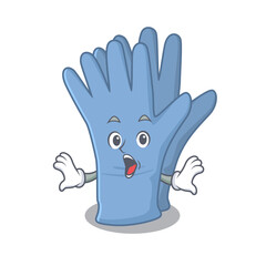 Medical gloves mascot design concept having a surprised gesture