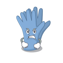 A cartoon picture of medical gloves showing an angry face