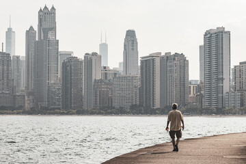 man walking in the city