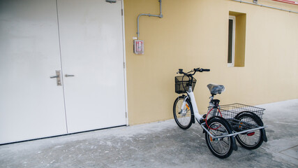 Fototapeta na wymiar Tricycle in factory to travel inside the factory from one place to another