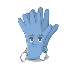 Mascot design style of medical gloves with waiting gesture