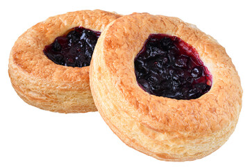 Sweet bun with berry filling isolated