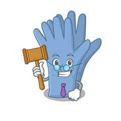 A wise judge of medical gloves mascot design wearing glasses