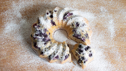 Torta de arándanos con cafe