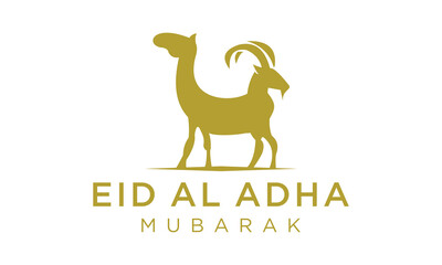 Eid Al Adha Mubarak the celebration of Muslim community festival background design with camel  and goat 