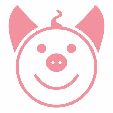 smiley, vector image of pink pigs. Simple vector illustration for graphic and web design.