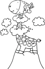 vector drawing cute giraffe cartoon 