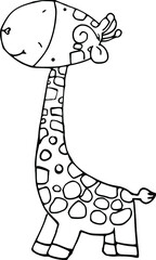 vector drawing cute giraffe cartoon 