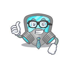 cartoon drawing of respirator mask Businessman wearing glasses and tie
