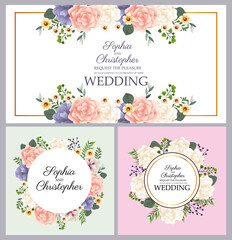 Obraz premium wedding Invitation with floral circulars frames
