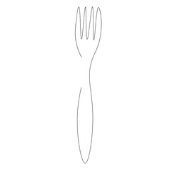 Fork on white background. Continuous line drawing. Vector illustration