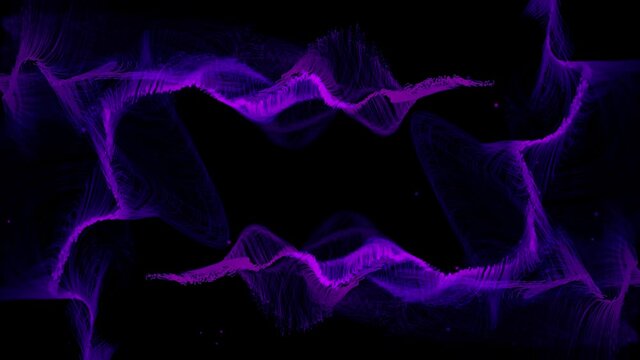 Purple trails waving on black background and rollback