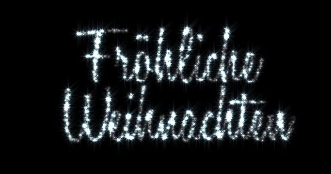 Animation of  seasonal greeting written in shiny letter on black background