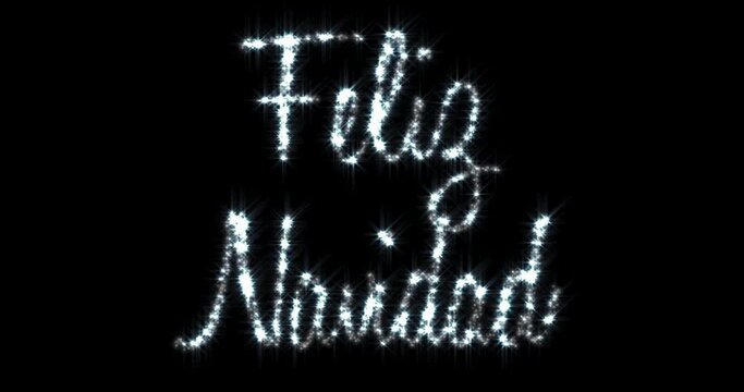 Animation of Feliz Navidad written in shiny letter on black background
