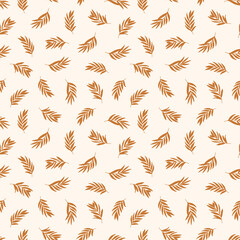 Palm leaves Seamless Pattern in a Trendy Minimal Style. Pink Tropical palm silhouette Background. Jungle Vector Ornament