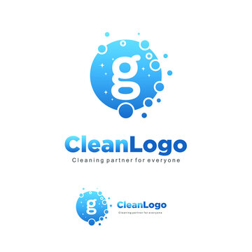 letter G clean wash water bubbles symbol logo vector