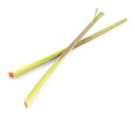 Bundle of lemongrass isolated on white background.