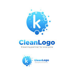 letter K clean wash water bubbles symbol logo vector