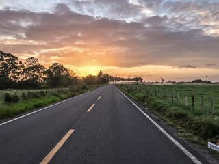 road and sunrise