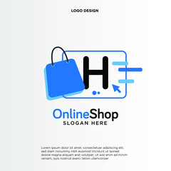 Initial H Shop Logo designs Template. Illustration vector graphic of letter G and shop bag combination logo design concept. Perfect for Ecommerce,sale, discount or store web element. Company emblem