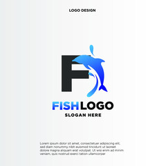 Dolphin Initial F Logo Template