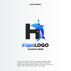 Dolphin Initial H Logo Template