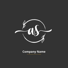 A S AS Initial handwriting and signature logo design with circle. Beautiful design handwritten logo for fashion, team, wedding, luxury logo.