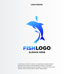 Dolphin jumping above waves. Spa, sport, travel vector logo. Branding identity for hotels, tourist business, spa, beach service, healthcare, holidays, resorts or hotel by the ocean. C name symbol.