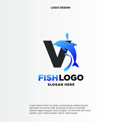 Dolphin Initial V Logo Template