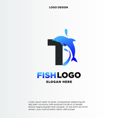 Dolphin Initial T Logo Template