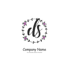 D S DS Initial handwriting and signature logo design with circle. Beautiful design handwritten logo for fashion, team, wedding, luxury logo.