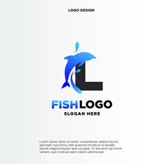 Dolphin Initial L Logo Template
