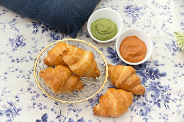 Top View of Croissant and Milk Dripping Recipe