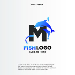 Dolphin Initial M Logo Template
