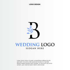 B Beauty vector initial logo, handwriting logo of initial signature, wedding, fashion, jewerly, boutique, floral and botanical with creative template for any company or business.