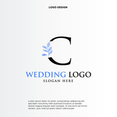 C Beauty vector initial logo, handwriting logo of initial signature, wedding, fashion, jewerly, boutique, floral and botanical with creative template for any company or business.