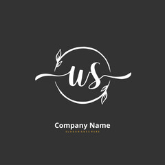 W S WS Initial handwriting and signature logo design with circle. Beautiful design handwritten logo for fashion, team, wedding, luxury logo.