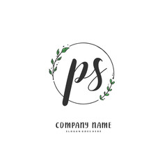 P S PS Initial handwriting and signature logo design with circle. Beautiful design handwritten logo for fashion, team, wedding, luxury logo.