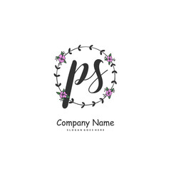 P S PS Initial handwriting and signature logo design with circle. Beautiful design handwritten logo for fashion, team, wedding, luxury logo.