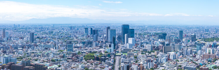 (東京都-風景パノラマ)青空と渋谷方面風景５