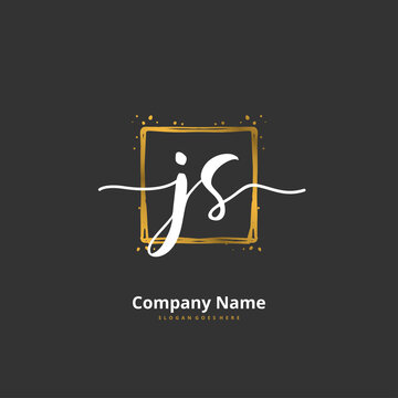 J S JS Initial handwriting and signature logo design with circle. Beautiful design handwritten logo for fashion, team, wedding, luxury logo.